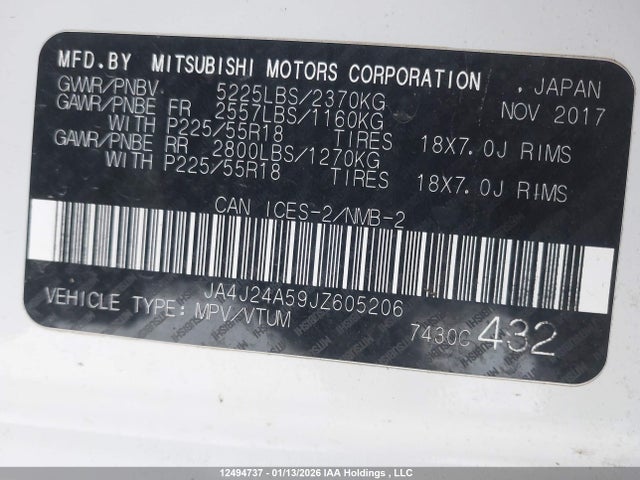JA4J24A59JZ605206 Mitsubishi Outlander Se/gt