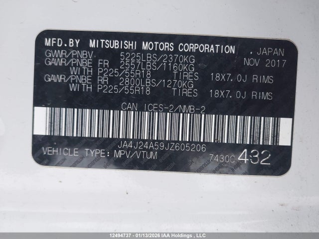JA4J24A59JZ605206 Mitsubishi Outlander Se/gt