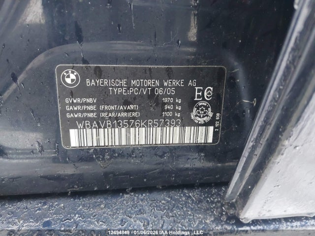 12494849 :رقم المزاد ، WBAVB13576KR57393 vin ، 2006 Bmw 325i مزاد بيع