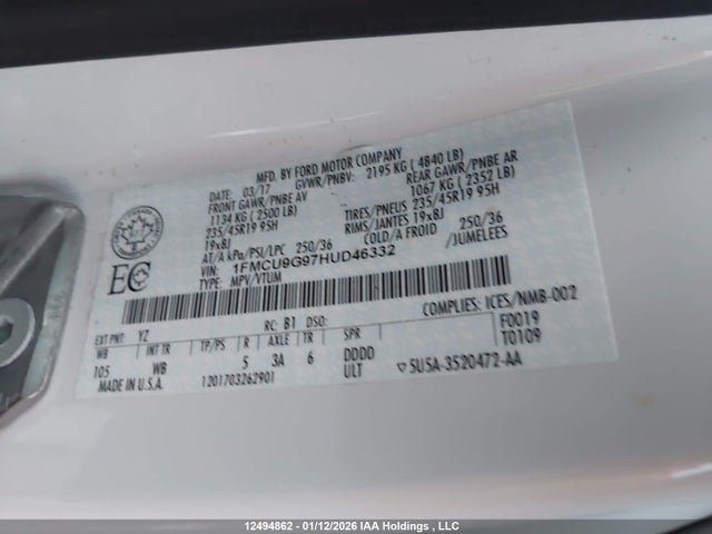 1FMCU9G97HUD46332 Ford Escape