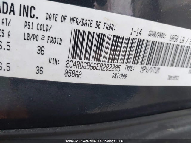 2C4RDGBG6ER282205 Dodge Grand Caravan Se/sxt