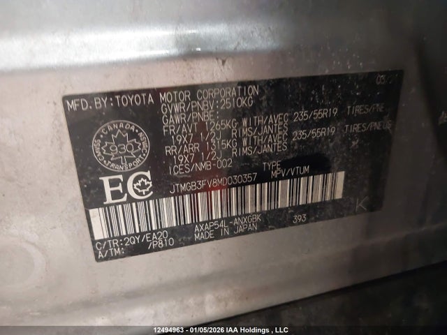JTMGB3FV8MD030357 Toyota Rav4 Prime Se