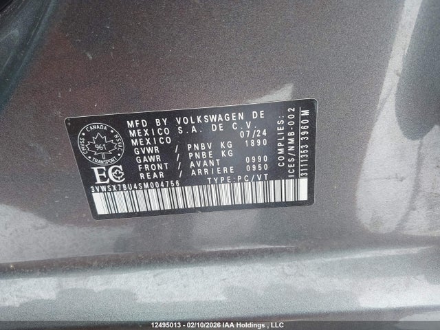 12495013 :رقم المزاد ، 3VWSX7BU4SM004756 vin ، 2025 Volkswagen Jetta Comfortline مزاد بيع