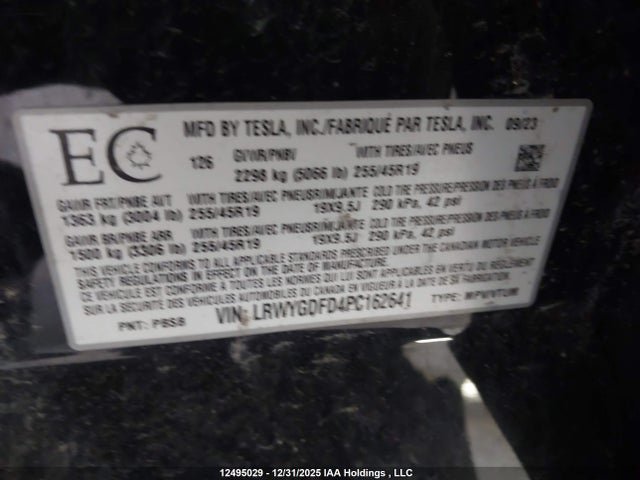 LRWYGDFD4PC162641 Tesla Model Y Rwd