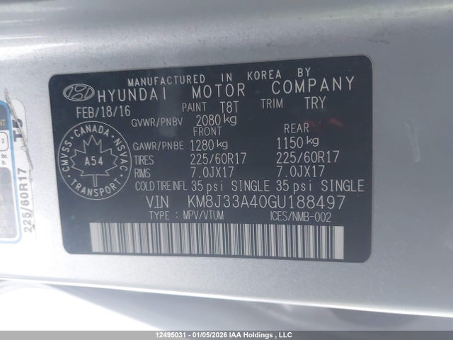 KM8J33A40GU188497 Hyundai Tucson Limited/sport And Eco/se