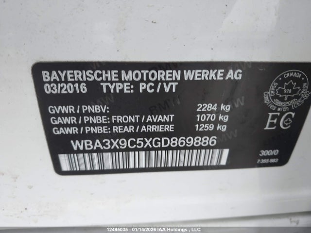 Aukcja sprzedaży 2016 Bmw 335i Gran Turismo Xdrive, vin: WBA3X9C5XGD869886, numer aukcji: 12495035
