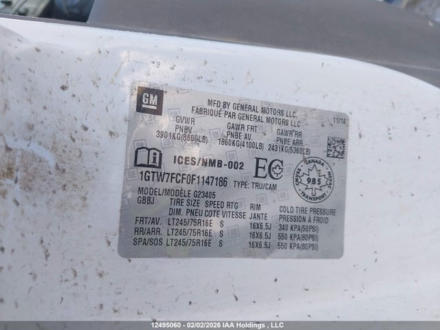 GMC Savana 2500 1wt 2015 1GTW7FCF0F1147186 Image 9