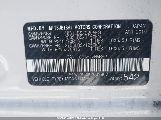Mitsubishi Outlander Es 2019 JA4AZ2A30KZ609967 Image 18