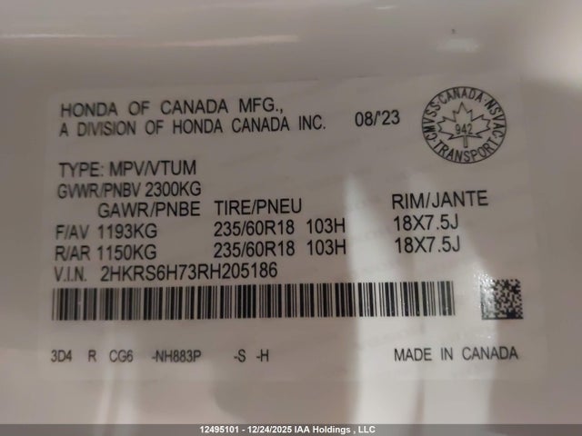2HKRS6H73RH205186 Honda CR-V EXL