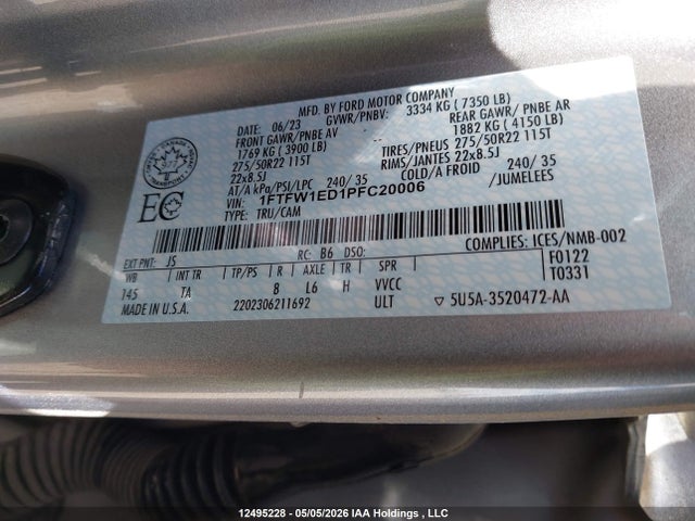Ford F150 Supercrew 2023 1FTFW1ED1PFC20006 Image 18