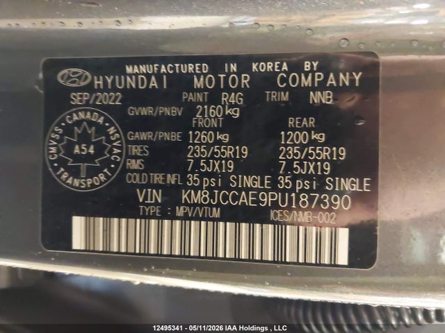 Aukcja sprzedaży 2023 Hyundai Tucson Sel, vin: KM8JCCAE9PU187390, numer aukcji: 12495341