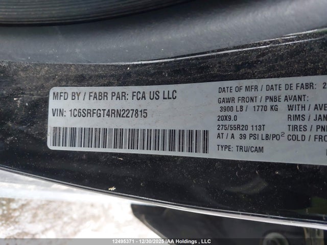 Aukcja sprzedaży 2024 Ram 1500 Tradesman, vin: 1C6SRFGT4RN227815, numer aukcji: 12495371