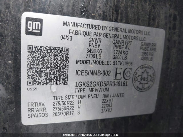 1GKS2GKD5PR349161 GMC Yukon Xl K1500 Slt