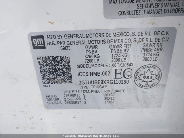 3GTUUBE8XRG110160 GMC Sierra K1500 Sle