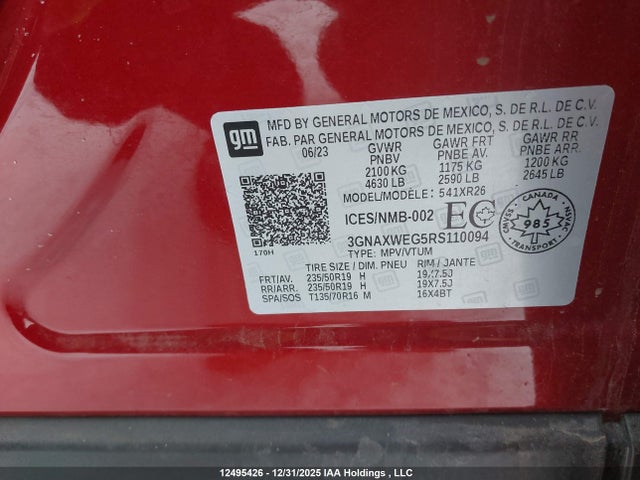 3GNAXWEG5RS110094 Chevrolet EQUINOX RS