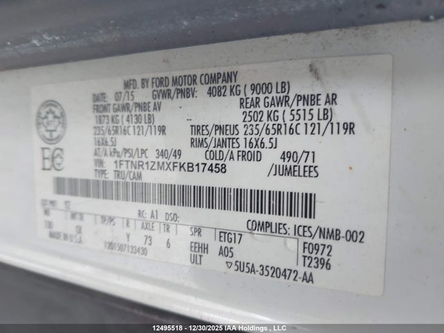 1FTNR1ZMXFKB17458 Ford Transit-250