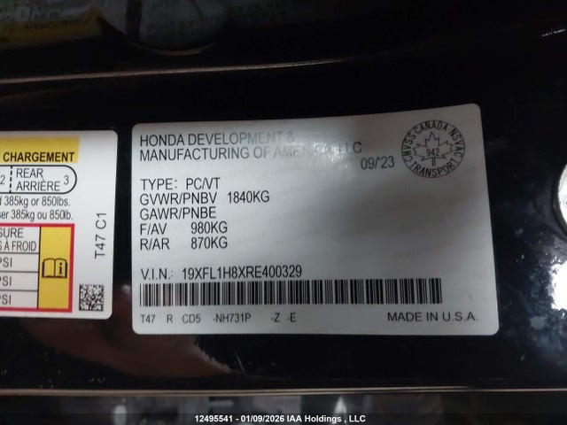 19XFL1H8XRE400329 Honda Civic Sport/sport Touring