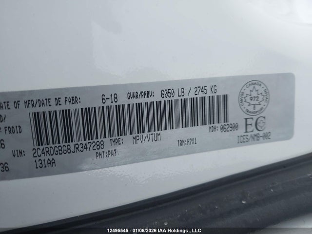 2C4RDGBG8JR347288 Dodge Grand Caravan Se