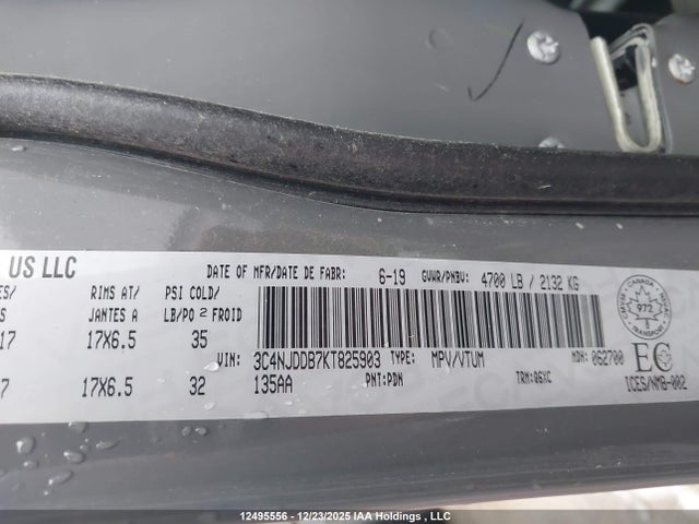 Продажа на аукционе авто 2019 Jeep Compass Trailhawk, vin: 3C4NJDDB7KT825903, номер лота: 12495556