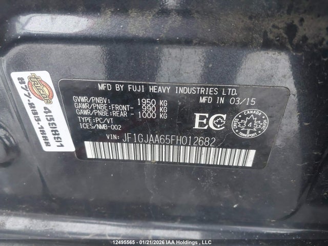 JF1GJAA65FH012682 Subaru 2.0l na