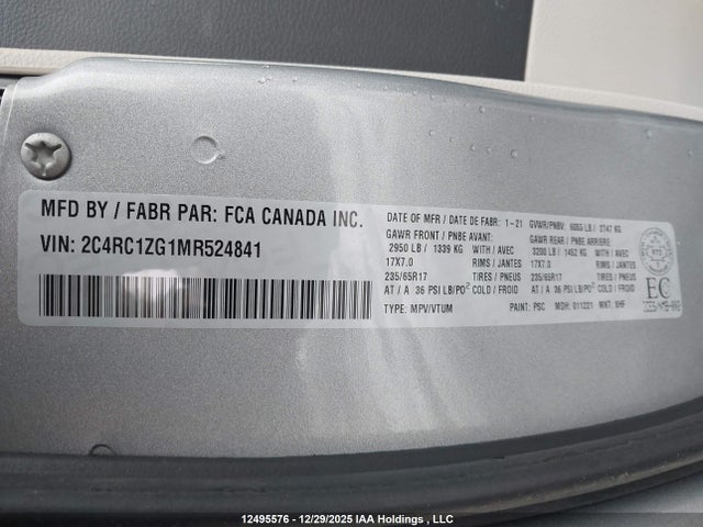 2C4RC1ZG1MR524841 Chrysler Grand Caravan Sxt