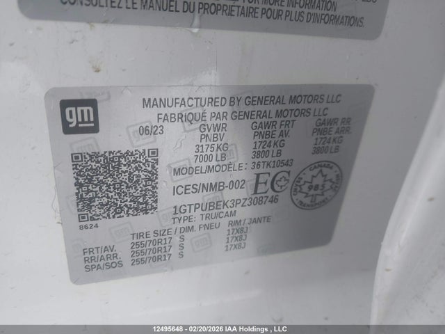 1GTPUBEK3PZ308746 GMC SIERRA 1500
