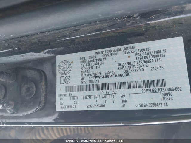 1FTFW5L86RFA96038 Ford F150 Lariat