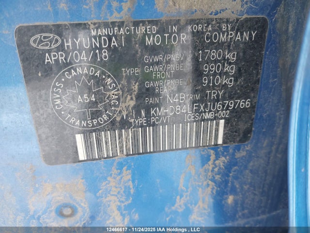KMHD84LFXJU679766 Hyundai mpi nu