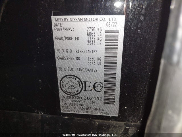5N1DR3CE8PC202492 Nissan Pathfinder Sl