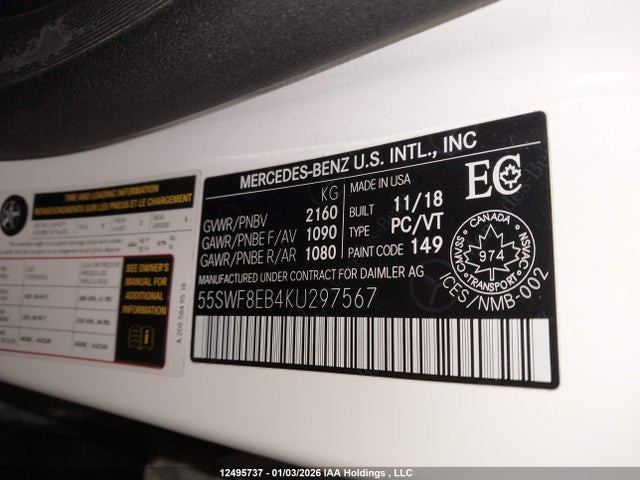 55SWF8EB4KU297567 Mercedes-Benz C 300 4matic