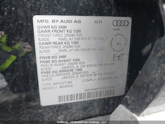 WA1FAAFYXR2071700 Audi Q5 Prestige 45
