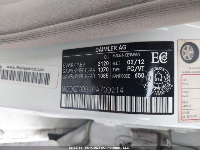 Aukcja sprzedaży 2012 Mercedes-benz C 300 4matic, vin: WDDGF8BB2CA700214, numer aukcji: 12495769