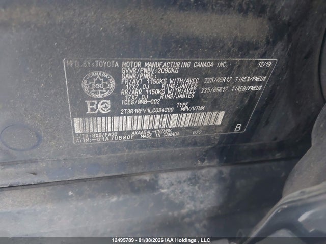 2020 Toyota Rav4 Xle მანქანა იყიდება აუქციონზე, vin: 2T3R1RFV1LC084200, აუქციონის ნომერი: 12495789