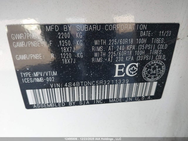 4S4BTDNC5R3211339 Subaru Outback Limited