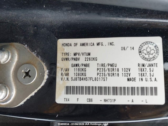 5J8TB4H57FL801757 Acura Rdx Technology