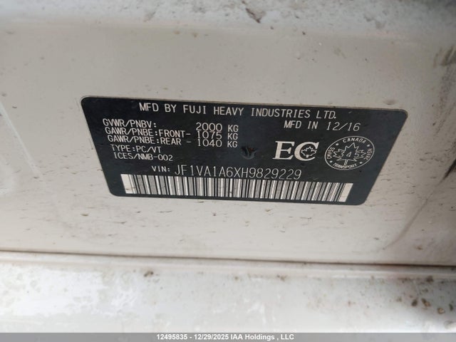 JF1VA1A6XH9829229 Subaru WRX