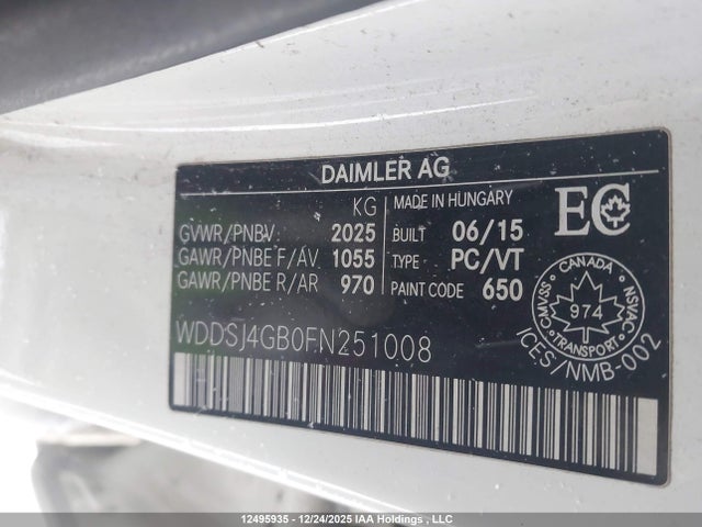 WDDSJ4GB0FN251008 Mercedes-Benz CLA 250 4MATIC