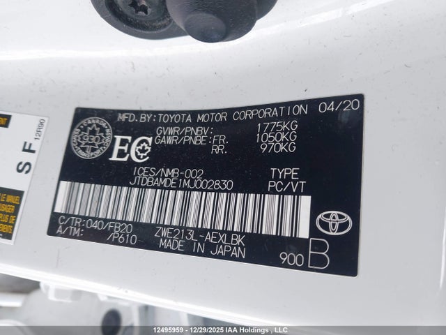 JTDBAMDE1MJ002830 Toyota Corolla Hybrid Base W/li Battery