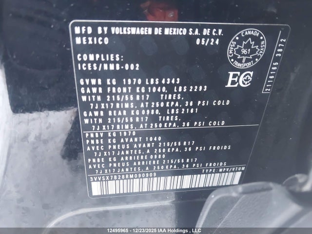 3VVSX7B28RM090909 Volkswagen TAOS SE