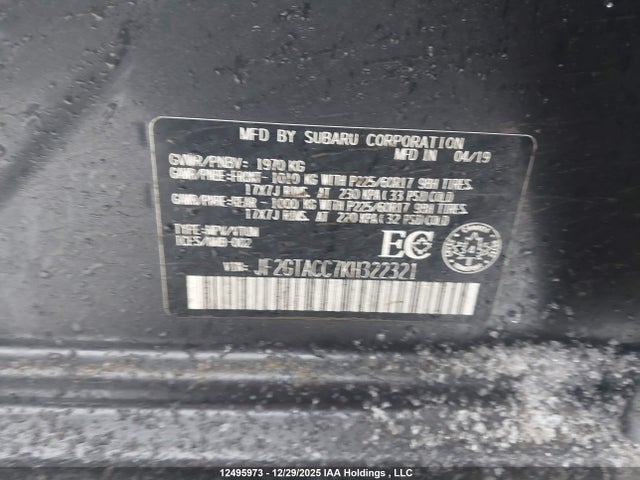 JF2GTACC7KH322321 Subaru Crosstrek Premium