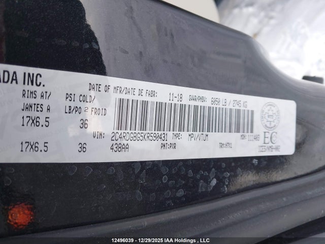 2C4RDGBG5KR590431 Dodge Grand Caravan Se