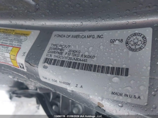 1HGCV1F39JA804445 Honda Accord Sport