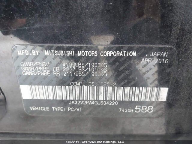 JA32V2FW4GU604220 Mitsubishi Lancer Es/gts/se Ltd