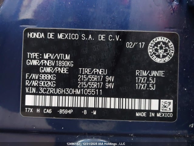 3CZRU6H30HM105511 Honda HR-V