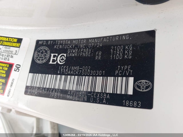 Aukcja sprzedaży 2025 Toyota Camry Se, vin: 4T1DAACK7SU030301, numer aukcji: 12496264