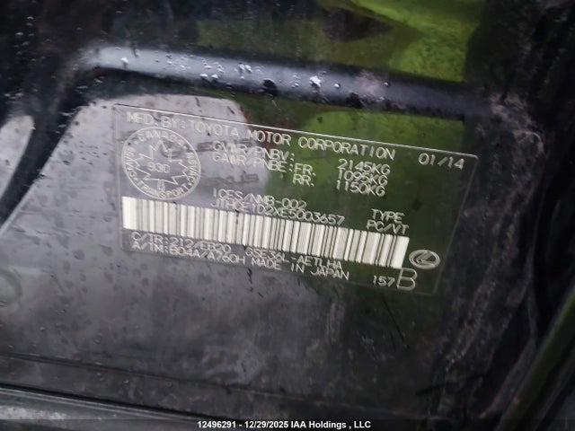 12496291 :رقم المزاد ، JTHCE1D2XE5003657 vin ، 2014 Lexus Is 350 مزاد بيع