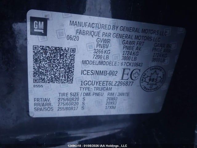 1GCUYEET6LZ296877 Chevrolet Silverado K1500 Rst