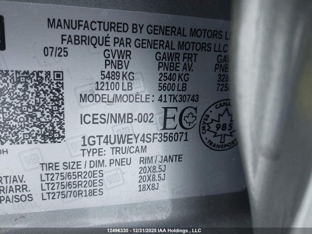 1GT4UWEY4SF356071 GMC Sierra 3500hd Denali