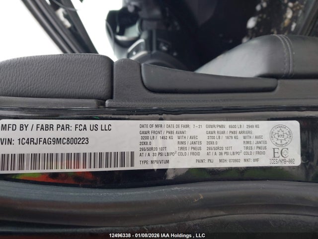 1C4RJFAG9MC800223 Jeep Grand Cherokee Altitude