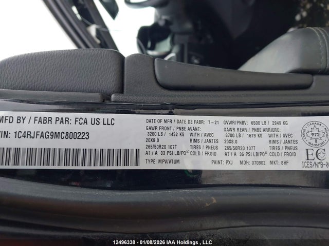 1C4RJFAG9MC800223 Jeep Grand Cherokee Altitude